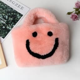Cute Smiley Face Women Plush Shoulder Bag Soft Faux Fur Ladies Chain Messenger Bags Fashion Female Small Purse Handbags Bolsas가방