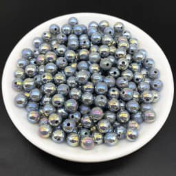 6 8 10mm AB Color Plating Acrylic Beads Loose Spacer Round Garment Jewelry Making DIY #RoLi