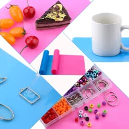 1PCS Safe Silicone Workbenches Epoxy Resin Molds Accessories for Epoxy Jewelry Making Supplies Blue&Rose Color Silicone Mat Pad