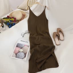 Fashion Knitted Women Dresses Elegant Solid Colid Korean Split Out Sleeveless V-Neck Party Female Dress Vestidos