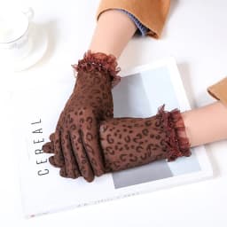 Summer Sexy Lace Black Leopard Sun Protection Sunscreen Touch Screen Drive Cycling Short Thin Gloves Jacquard Etiquette