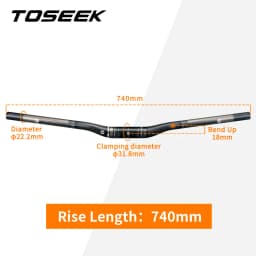 TOSEEK Carbon Handlebar MTB Handlebar Flat Or Rise Handlebar 31.8*580/600/620/640/660/680/700/720/740/760mm Matte Bike Parts