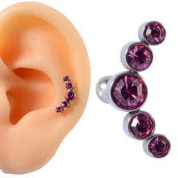 1PC Surgical Steel Five Opal Ear Tragus Cartilage Stud Helix Piercing Earrings Crystal Ear Lobe Piercing Barbell Jewelry