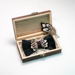 EASTEPIC Handmade Feather Bow Tie Brooch Wooden Box Set Men's Exquisite Accessories for Wedding Party Birthday Gift Necktie