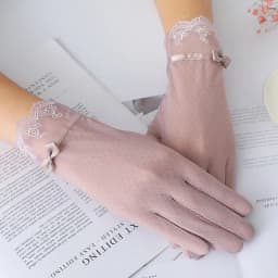 Sexy Summer Women UV Sunscreen Short Sun Screen Pearl Flowers Gloves Thin Ice Silk Lace Touch Screen Viscose Driving Gloves J53