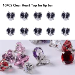 10PCS Surgical Steel Internally Threaded Lip Bar 16G Zircon Top Component For Labret Prong Zircon Ear Tragus Helix Ear Piercing