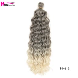 18-24 Inch Ocean Wave Crochet Braid Hair Hawaii Afro Curls Natural Synthetic Braiding Hair Extensions Pink 613 Hair Expo City