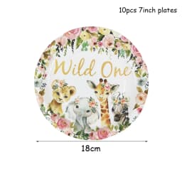 Pink Gold Animal Wild One Birthday Party Tableware Set Forest Decoration One Birthday Jungle Safari Party Supplies