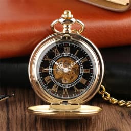 Classic Gold Mechanical Hand Winding Pocket Watch Shield Snake Pattern Vintage Pendant Manual Machinery Timepiece Gifts Male