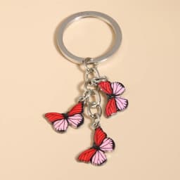 Cute Keychain Colorful Butterfly Key Ring Enamel Flying Animals Key Chains For Women Girls Handbag Accessorie Handmade Jewelry