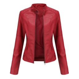 Women Leather Jacket Autumn Thin Ladies Motorcycle Jacket PU Leather Jacket Stand Collar Female Black Faux Leather Outwear
