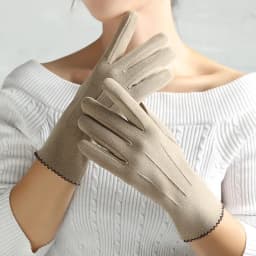 New Women Winter Keep Warm Touch Screen Thin Fleec Section Suede Fabric Female Elegant Solid Soft Cycling Drive Gloves