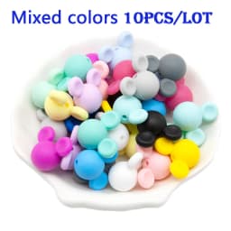 Cute-Idea 10pcs/lot Silicone Teether Beads BPA Free Cartoon Animals Chewable Teething Beads DIY Pacifier Chain Accessories Toys