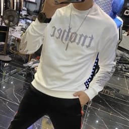 Rhinestone Style Winter Trend Men Hoodie High Quality Pure Cotton Hoody Casual Fashion Pullover Hot-Selling Tops