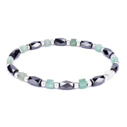Weight Loss No Magnetic Therapy Bracelet For Men Women Geometric Black Hematite Stone Beads Stretch Health Care Bracelet Jewelry