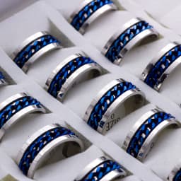 20pcs/lot Cool Spinner Chain Titanium Steel Rotatable Rings For Women Men Jewelry Party Gifts Mix Color Wholesale