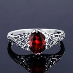 Original Female Ring 100% 925 Sterling Silver Oval Red Garnet Color Rings for Women Art Deco Revival Vintage Jewelry Wholesale