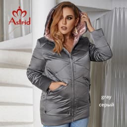2022 Astrid winter jacket women Plus Size ontrast color Waterproof fabric with cap thick cotton clothing warm women parka M-2090