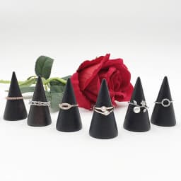 Vintage Black Wooden Ring Holder Display Cone Rack Solid Wood Finger Trinket Stand Storage Organizer Jewelry Ring Stack Showcase