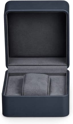 Oirlv Premium Leather Watch Gift Box Single Watch Storage Case with Removable Pillow Wristwatch Display Box Dark blue Organizer