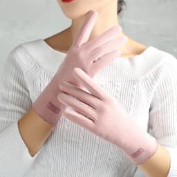 Slim Vintage Windproof Touch Screen Gloves Women Winter Full Finger Hand Warmer Suede Glove Female Young Students Wholesale G027