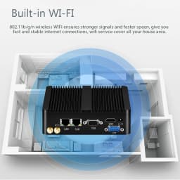 Mini Industrial Fanless Mini PC Intel Celeron J6412 J1900 N2840 Dual Gigabit LAN HDMI VGA 4x USB IoT Windows10/7 Linux Debian