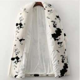 Women's winter warm wool imitation fur coat sheep cut wool coat loose long print fashion casual windbreaker