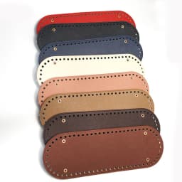 1PC Oval Long Bottom for Knitted Bag PU leather Bag Accessories Handmade Bottom With 64 holes DIY Crochet Bag Bottom