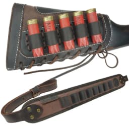 Leather Rifle Sling Shoulder Padding Tactical Strap And Shotgun Gun Buttstock Ammo Shell Holder For 5pcs 12 Gauge
