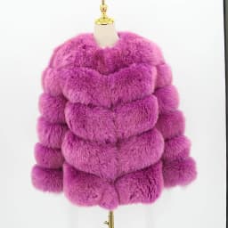 pink java QC8066 high quality women real fox fur coat wihter warm thick fox fur jacket genuine fur short coat long sleeves