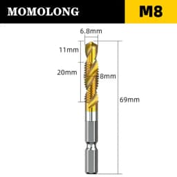 M3 M4 M5 M6 M8 M10 Tap Drill Bits 1/4 Hex Shank Machine Hand Taps Titanium Coated HSS Drilling Tap Bits Thread Screw Tools
