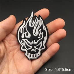 Black Punk Badges Jacket Patch Embroidered Iron Patches For Clothing Sew On Sticker DIY Appliques Decoration Rock Band