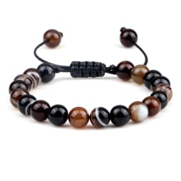 Men Energy Beads Bracelet Adjustable Natural Stone Agates Onyx Charm Bracelets Chakra Healing Women Yoga String Bangles Jewelry