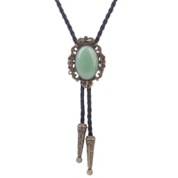 BRONZE GEM Bolo Tie Western Cowboy Opal Rodeo Leather Necktie
