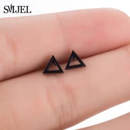 Multiple Black Stainless Steel Stud Earrings for Women Men Simple Volleyball Music Leaf Star Geometric Earings Jewelry Punk Gift