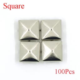 6/7/8/9/10/12MM Metal Spikes 100Pcs Square Studs Rivets Punk Rock Leather Craft Four Claw Rivets On Clothes Shoes Bracelets