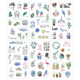 6 sheets/pack Kawaii Washi Decorative Stickers Label Scrapbooking Cute Whale Flower Girls Stationery Stickers DIY Diary Album