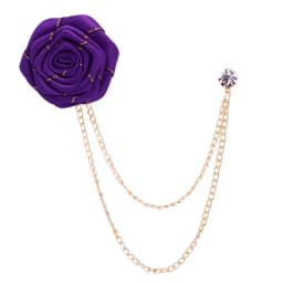 Korean Style Handmade Rose Flower Brooch Pin for Men Wedding Groomsmen Tassel Chain Lapel Accessory Cloth Art Suit Badge