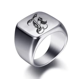 Initial Engrave Custom Rings For Men Stainless Steel Male Signet Blank Jewelry Ring Band High Polished Silver Tone U.S.Size