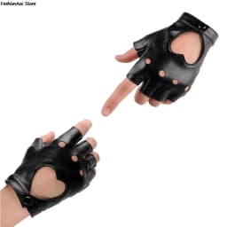 Unisex Fingerless Driving PU Leather Gloves Black Red White Motor Punk Cool Rivet Sexy Disco Dancing Rock-and-roll