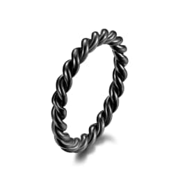 3mm thick Black Small Rose Gold Color Stainless Steel Twisted Women Men Rings Fashion Jewelry US size 7 8 9 10 11 12