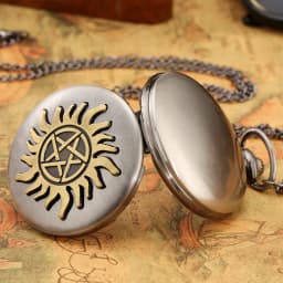 Retro Five-pointed Star Sun Flower Quartz Pocket Watches Necklace Pendant Women's Sweater Chain Men's Gifts Pocket Fob Watches