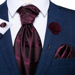 Classic Wedding Ascot Tie For Men Yellow Gold Red Paisley Floral Scarf Neck Tie Brooch Pin Set Cravat Ascot Tie For Banquet
