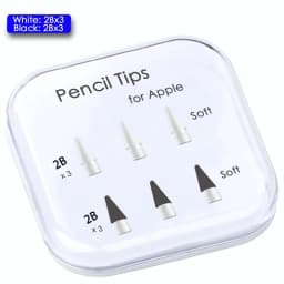 Peilinc Pencil Tips for Apple Pencil 1st / 2nd Generation, 2B Soft Double-Layered iPad Pencil Tip, White & Black Stylus Nib