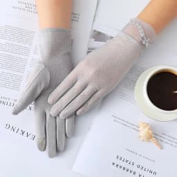 Sexy Summer Women UV Sunscreen Short Sun Screen Pearl Flowers Gloves Thin Ice Silk Lace Touch Screen Viscose Driving Gloves J53