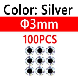 100pcs 2D Metal Jigs Lure DIY Fish Eyes Holographic Flat Fishing Fly Eyes Sticker for Slow Jigging Fishing Lure Baits 3mm-12mm