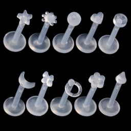 10pcs Transparent Bioplast Flexible Labret Stud Push-in Lip Piercing Ring Ear Cartilage Tragus Helix Piercing Fashion Jewelry