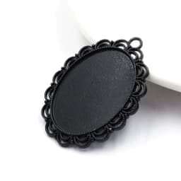 Fit 30x40mm Oval Cabochons Pattern Glass Cameos Black Frame Settings Bezel Tray For DIY Necklace Making Accessories 5pcs K06248