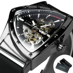 WINNER Sports Triangle Skeleton Automatic Men Watch Luminous Pointers Fashion Rubber Strap Luxury Military Mechanical Watches