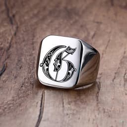 Vnox Retro Initials Signet Ring for Men 18mm Bulky Heavy Stamp Male Band Stainless Steel Letters Custom Jewelry Gift for Him